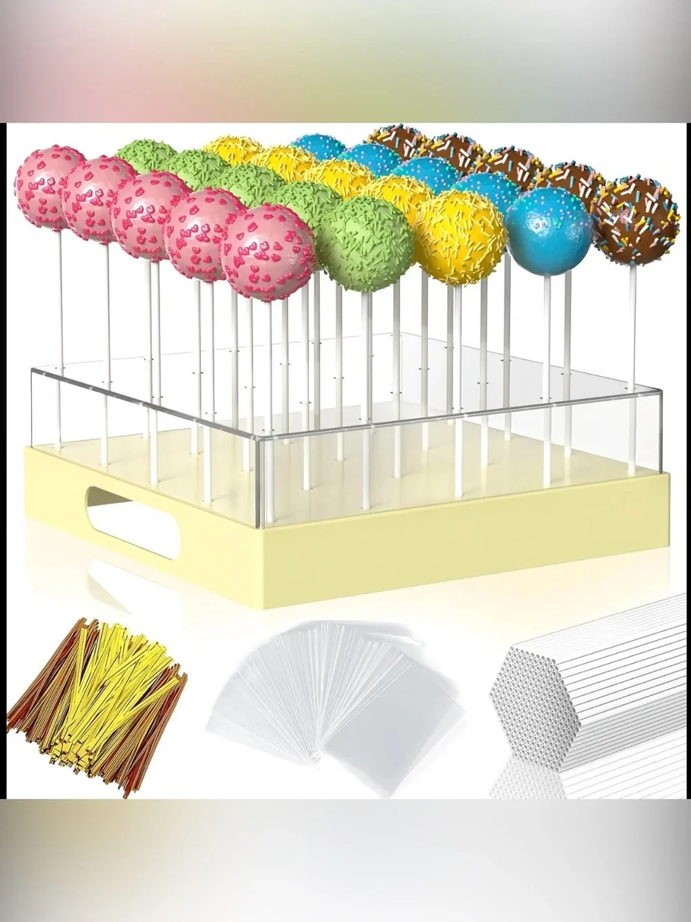 NWT 25 Slot Cake Pop Stand w/ Sticks Bags Ties 7.5